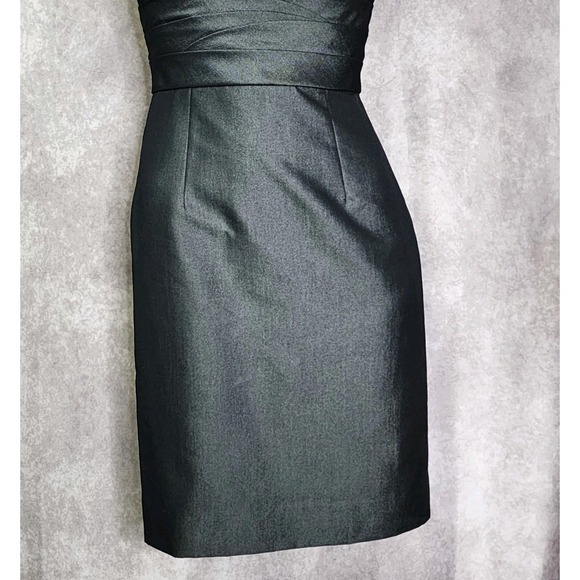 Antonio Melani Dress Size 0 Sheath Metallic Gray Pleated Cocktail Career - Picture 7 of 11
